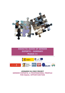 DIDACTIC GUIDE OF GENDER EXPERTS – SUMMARY Module 11