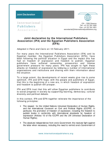Joint declaration by the International Publishers Association (IPA