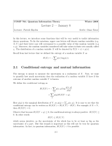 Lecture 2 — January 8 2.1 Conditional entropy and mutual information