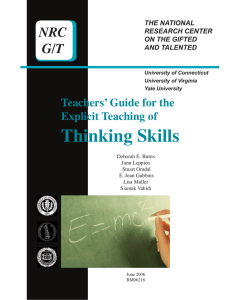 Teacher`s Guide for the Explicit Teaching of Thinking Skills
