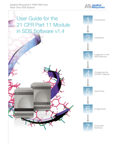 User Guide for the 21 CFR Part 11 Module in SDS Software v1.4