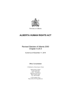 Alberta Human Rights Act - Alberta Queen`s Printer
