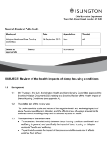 SUBJECT: Review of the health impacts of damp housing conditions