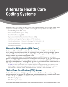 Alternate Health Care Coding Systems