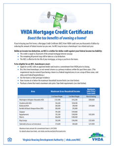 VHDA Mortgage Credit Certificates