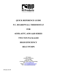 quick reference guide pc board/wall thermostat for 6535d, 6537c