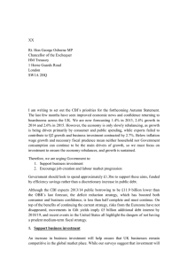 CBI letter to Chancellor on Autumn Statement 2013