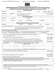 NYS Medicaid Prior Authorization Request Form For Prescriptions