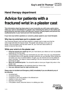 Advice for patients with a fractured wrist in a plaster cast