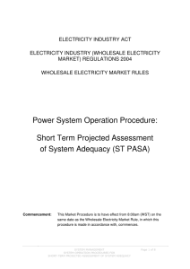 Power System Operation Procedure: Short Term Projected