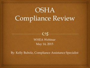 5th of 12 Webinars - OSHA Compliance Review