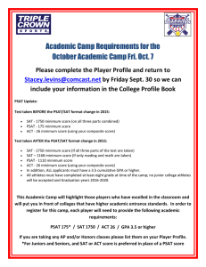 Academic Camp Requirements for the October Academic Camp Fri