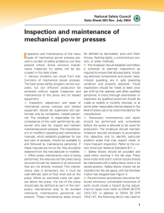 Inspection and maintenance of mechanical power presses