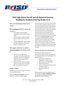 2016 High School Pre-AP and AP Required Summer Reading for