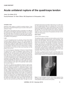 Acute unilateral rupture of the quadriceps tendon