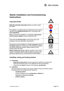 Starter Installation and Commissioning Instructions