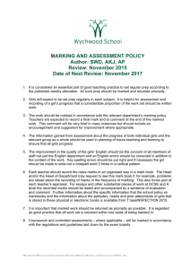 MARKING AND ASSESSMENT POLICY Author: SWD, AKJ, AP