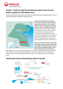 Kuwait - Veolia to build the desalination plant at the Az Zour North