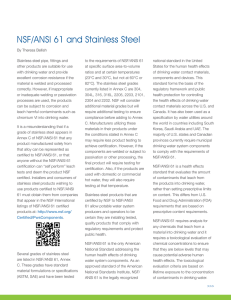 NSF/ANSI 61 and Stainless Steel