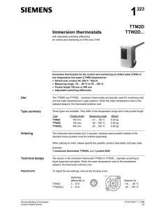 1223 Immersion thermostats TTM2D TTW2D