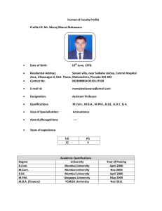 Format of Faculty Profile Profile Of: Mr. Manoj Bharat Makawana
