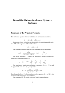 Forced Oscillations in a Linear System – Problems