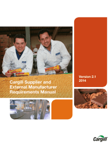 Cargill Supplier and External Manufacturer Requirements Manual