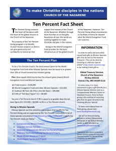 Ten Percent Fact Sheet - Church of the Nazarene