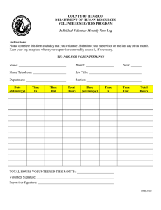 Instructions: Please complete this form each day that you volunteer