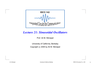 Lecture 21: Sinusoidal Oscillators - RFIC