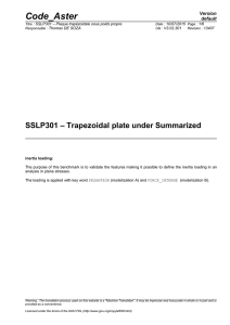 SSLP301 – trapezoidal Plate under inertia loading