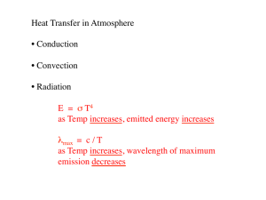 Heat Transfer in Atmosphere • Conduction • Convection • Radiation