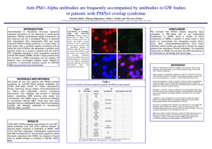 Anti-PM1-Alpha antibodies are frequently accompanied by