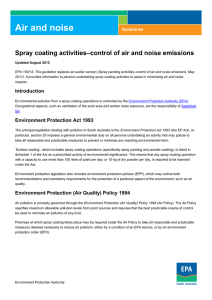 Spray coating activities–control of air and noise emissions
