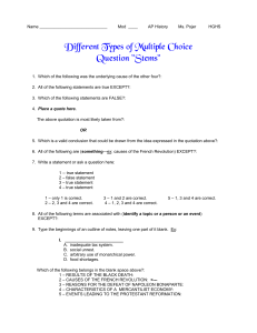 Different Types of Multiple Choice Question "Stems"