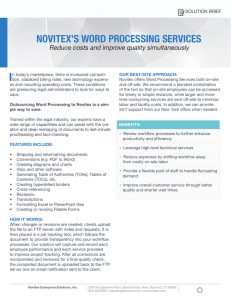 NOVITEX`S WORD PROCESSING SERVICES