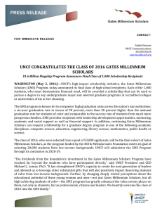 uncf congratulates the class of 2016 gates millennium scholars