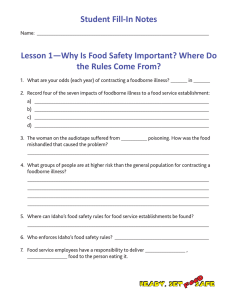 Student Fill-In Notes Lesson 1—Why Is Food Safety Important