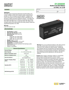 Sealed Lead Acid Battery 6.0 VDC, 10-12 Ah - Dual-Lite
