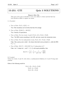 15-251: GTI Quiz 3 SOLUTIONS