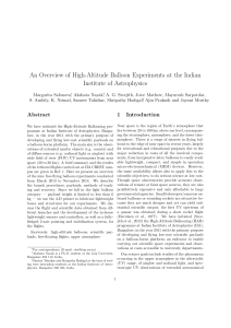 An Overview of High-Altitude Balloon Experiments at the