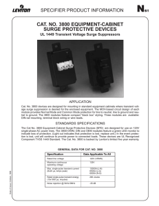 cat. no. 3800 equipment-cabinet surge protective devices