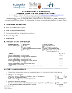 RESEARCH ETHICS BOARD (REB) RENEWAL FORM FOR REB