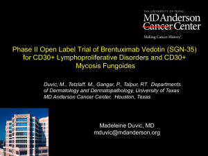 Phase II Open Label Trial of Brentuximab Vedotin (SGN