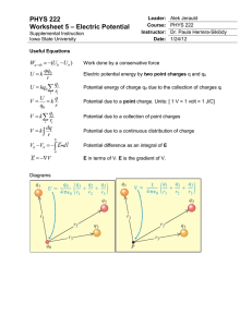 PHYS 222 Worksheet 5 Electric Potential