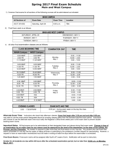 Spring 2017 Final Exam Schedule