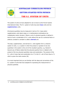 THE S.I. SYSTEM OF UNITS