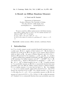 A Result on Diffuse Random Measure 1 Introduction