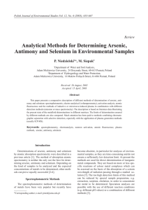 Analytical Methods for Determining Arsenic, Antimony and Selenium