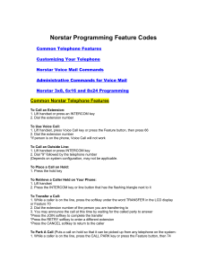 Norstar Programming Feature Codes – Comfort